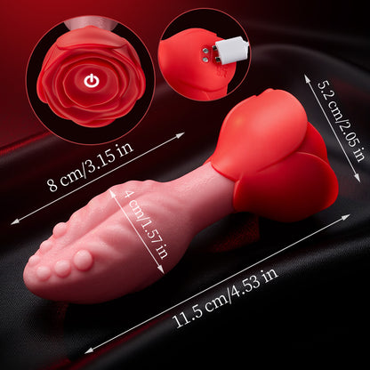 Sera – Zungenförmiger 360° rotierender Analplug mit Rosenbasis für Frauen & Männer