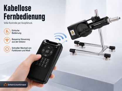App-gesteuerter, teleskopischer Automatik-Masturbator (Metall) + 1 Phallus + 1 Saugfuß + 1 Verbindungsstück + 1 Masturbator cup