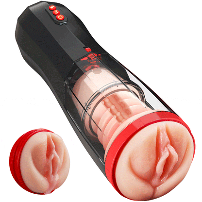 【Everted Fleshy Labia】ROKA - 5-in-1 Multifunktionaler Masturbator 5 Stoßen Saugen, 10 Vibrations und Transparenten, Abnehmba