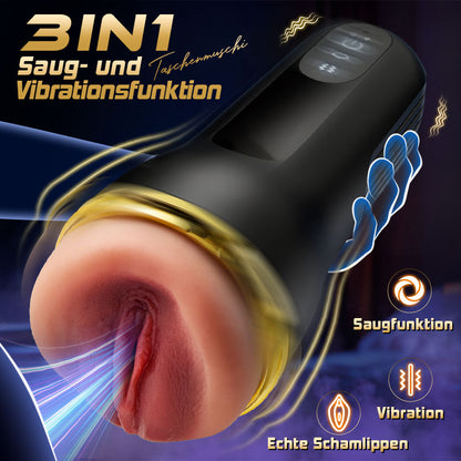 5 Sucking 10 Vibrating Simulated Vagina Eingang Männliche Masturbation Cups