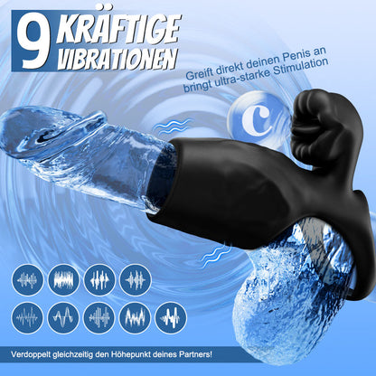 Titan - 9 Vibrationen  Simulierte Penis-Textur  Hoden- & Penis-Doppel-Schamring  Paar-Sexspielzeug