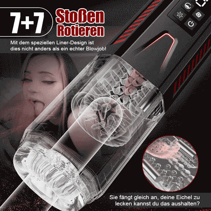 Mars - Oral Dominator 7 vibrierend 7 dehnend 7 rotierend Doppelmotor 4-in-1 Masturbator