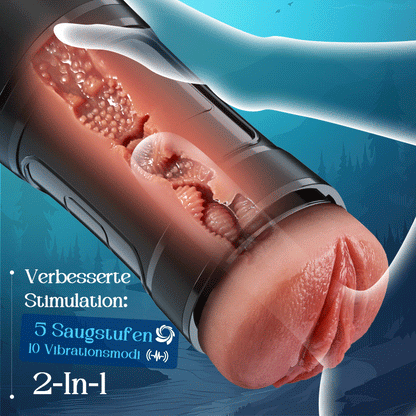 Challenger - 5 Saugstufen, 10 Vibrationsmodi, männlicher Masturbator, mehrstufig einstellbar, realistischer TPE-Sleeve, IPX7 wasserdicht