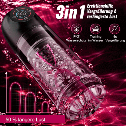 Poseidon-Bath Masturbator 3-in-1 7 Saugens + 7 Drehungens Der König der Wassermasturbation