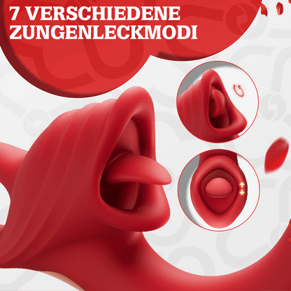 Vibrator mit 7 Vibrationsfrequenzen und Zungenleckfunktion, Fingerring-Design für einfaches Halten