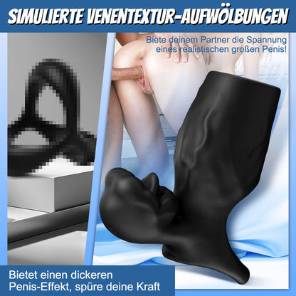 Titan - 9 Vibrationen  Simulierte Penis-Textur  Hoden- & Penis-Doppel-Schamring  Paar-Sexspielzeug
