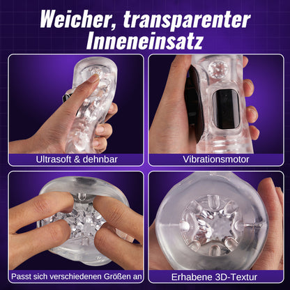 Nex - App-ferngesteuerter interaktiver Masturbator, 10 Vibrations- und 10 Hubmodi, 360° enge Umschließung