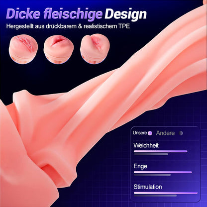 【Blitzangebot: 30 % RABATT】Daphne - 3 Hüllen Taschenmuschi Penis-Pumpe mit 9 Saug- & 9 Vibrationsmodi für männliche Masturbatoren