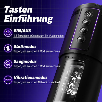 Telescope 5  Stoßen 10 Vibrieren 5 Saugen 3 IN 1 Masturbator für Männer