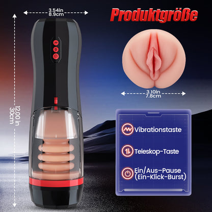 【Everted Fleshy Labia】ROKA - 5-in-1 Multifunktionaler Masturbator 5 Stoßen Saugen, 10 Vibrations und Transparenten, Abnehmba