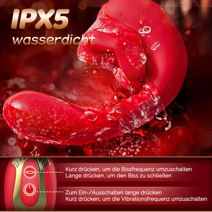 Little Rose - 10-Frequenz-Biss, 10-Frequenz-Vibration, weiblicher Vibrator aus ultraweichem Material