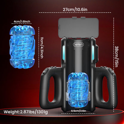 LETEN Masturbator mit 10 stoßenden Hochgeschwindigkeits und Telefonhalter