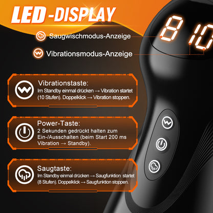 SolaceX - 8 Sucking 10 Vibrating One Touch Orgasm Digital Vacuum Masturbator