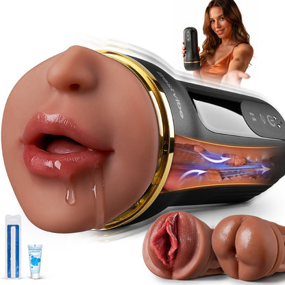 Bestvibe Pro‑ 3 austauschbare Hüllen, drei einzigartige Genusserlebnisse, männlicher Masturbator, 5 Saug‑ & 10 Vibrationsmodi